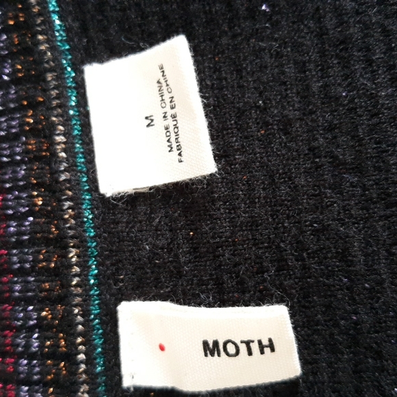 Moth Anthropologie Size Medium V-Neck Metallic Rainbow Stripe Sweater - Picture 4 of 17